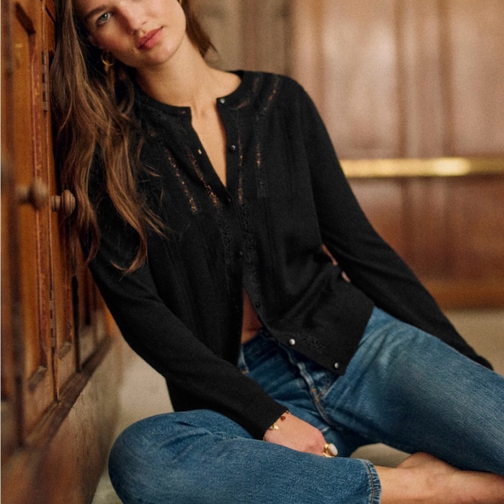 Sezane Eleanor Cardigan in Black Size XS